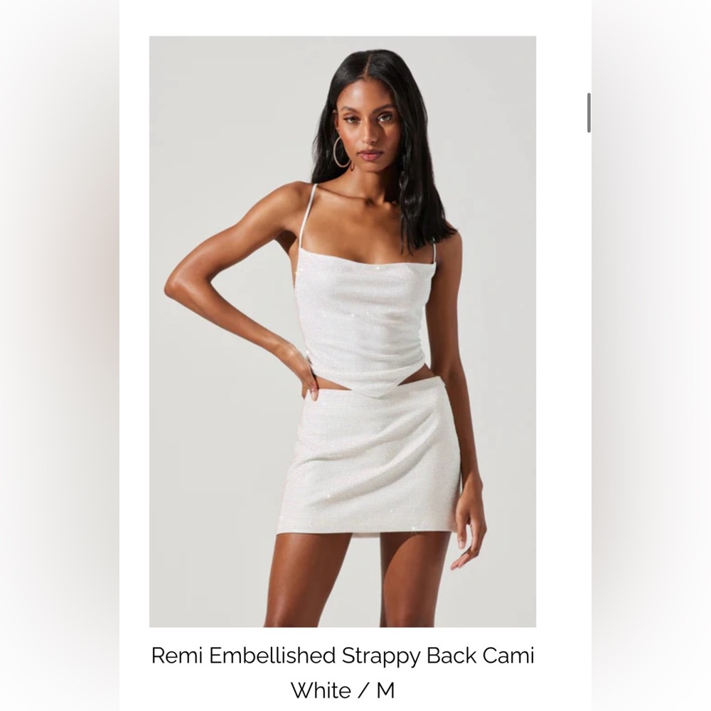 Astr Remi White Sequin Mini Skirt